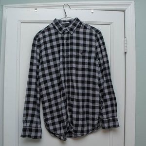 Slim Fit Grey And Black Flannel Button Down Shirt